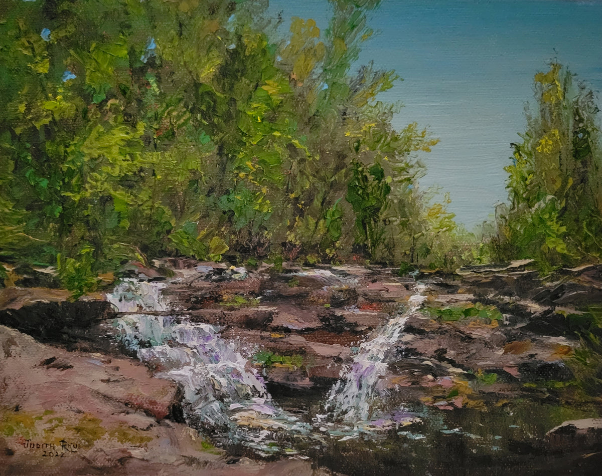 Nature's Harmony - original oil painting landscape koi ducks people pa –  Judith Rhue