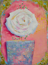 Load image into Gallery viewer, Bloom Your Own Way - original oil painting flower pot floral flowers rose garden whimsical canvas art one of a kind gift home wall decor unique handmade gift