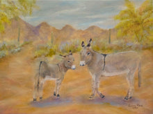 Load image into Gallery viewer, Desert Donkeys - Southwestern landscape original oil painting, animals, western, southwest, donkey