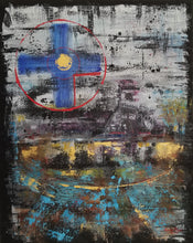 Load image into Gallery viewer, Healing Waters - original oil painting, abstract, landscape, cross, unique, wall art, home decor, contemporary, circle, expressionism, modern, interior, new, water