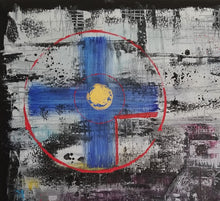 Load image into Gallery viewer, Healing Waters - original oil painting, abstract, landscape, cross, unique, wall art, home decor, contemporary, circle, expressionism, modern, interior, new, water
