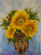 Load image into Gallery viewer, Southwest Sunflowers - Original oil painting sunflowers southwestern flowers still life vase wall art
