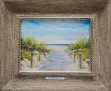 Load image into Gallery viewer, The World Can Wait - Framed original oil painting coastal seascape landscape paintings beach sand sea nature ocean one of a kind canvas sunrise sunset clouds peaceful
