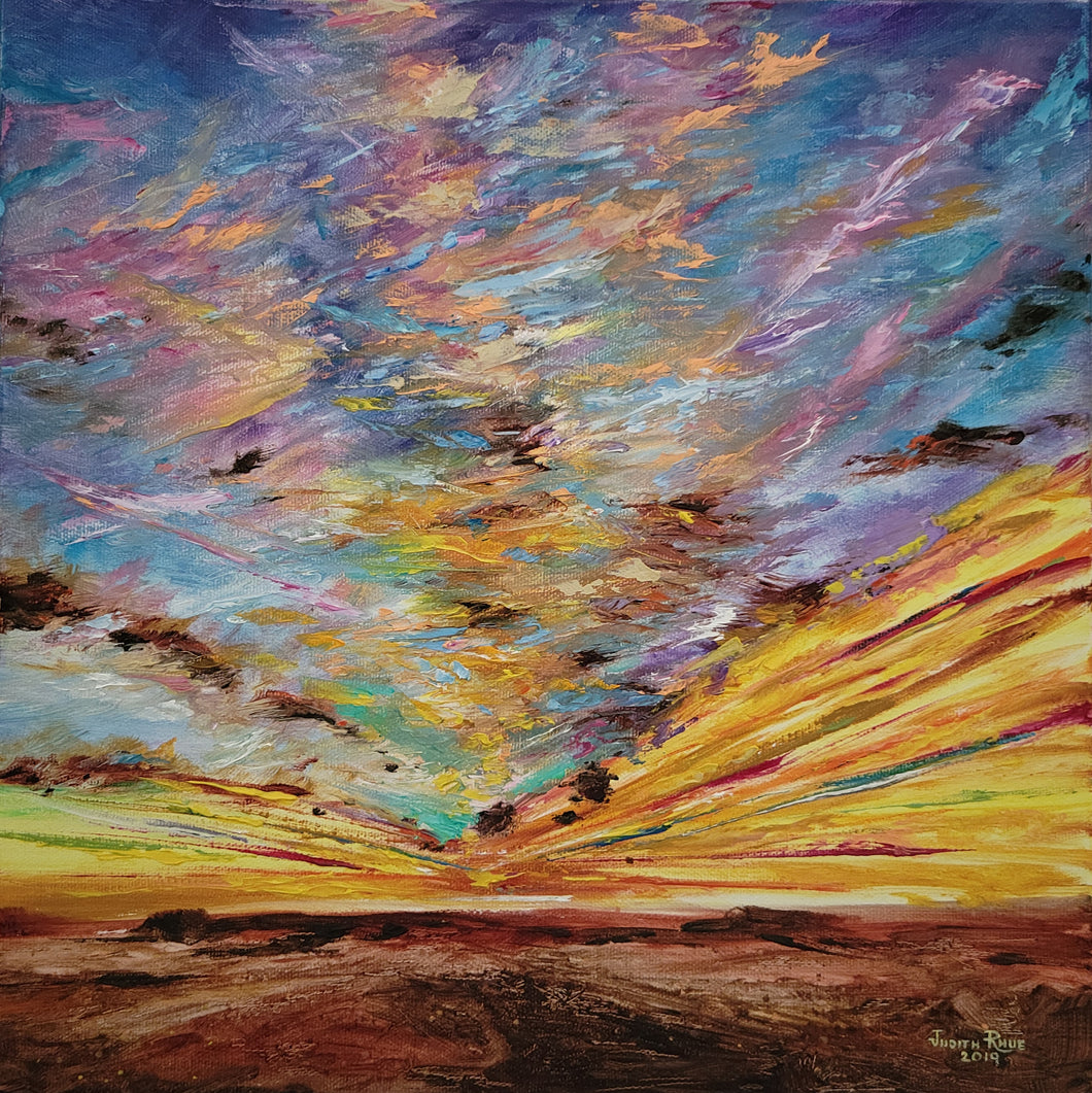 A Flag is Born - original oil painting, landscape, oil painting, sunset, clouds, painting, Arizona, oil painting, on canvas, wall art, home, decor, colorful