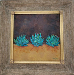 Agave Row - original oil painting, agave, succulent, plant, garden, tequila, desert, landscape, southwestern, southwest, cactus, wall, home, decor, art
