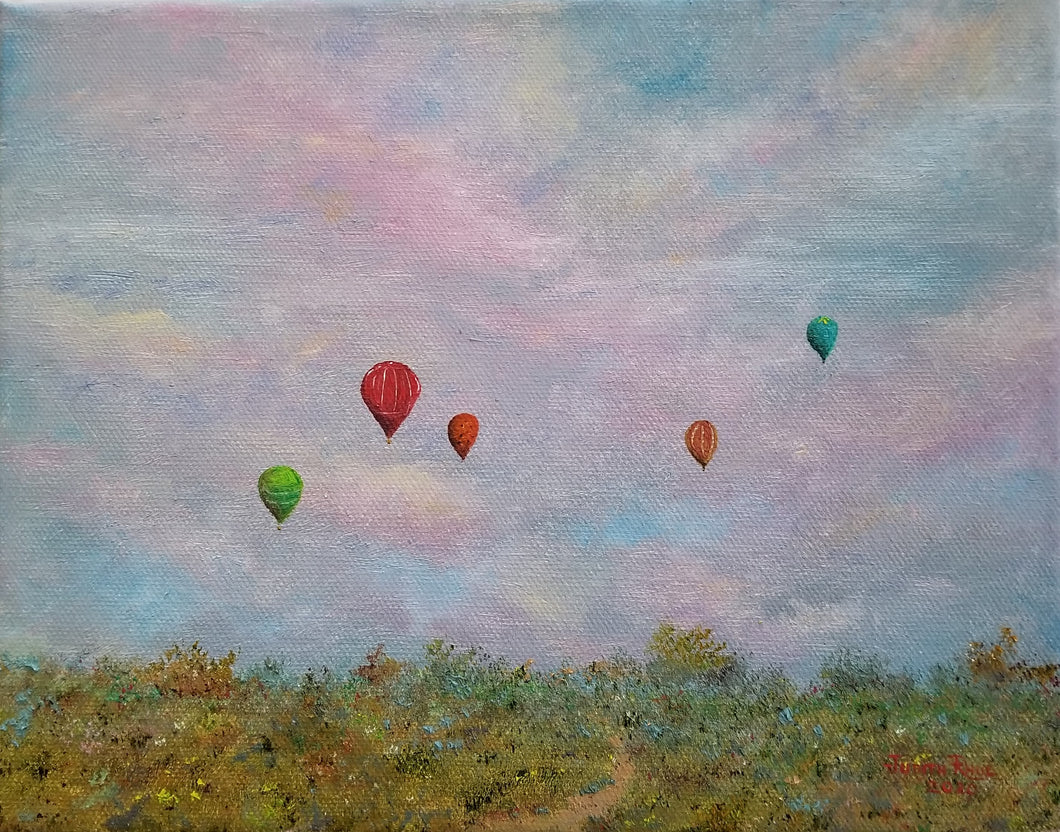 Andiamo - original oil painting, hot air balloon, balloon, clouds, landscape, travel, colorful, original, oil painting, unique, wall art, home decor, art