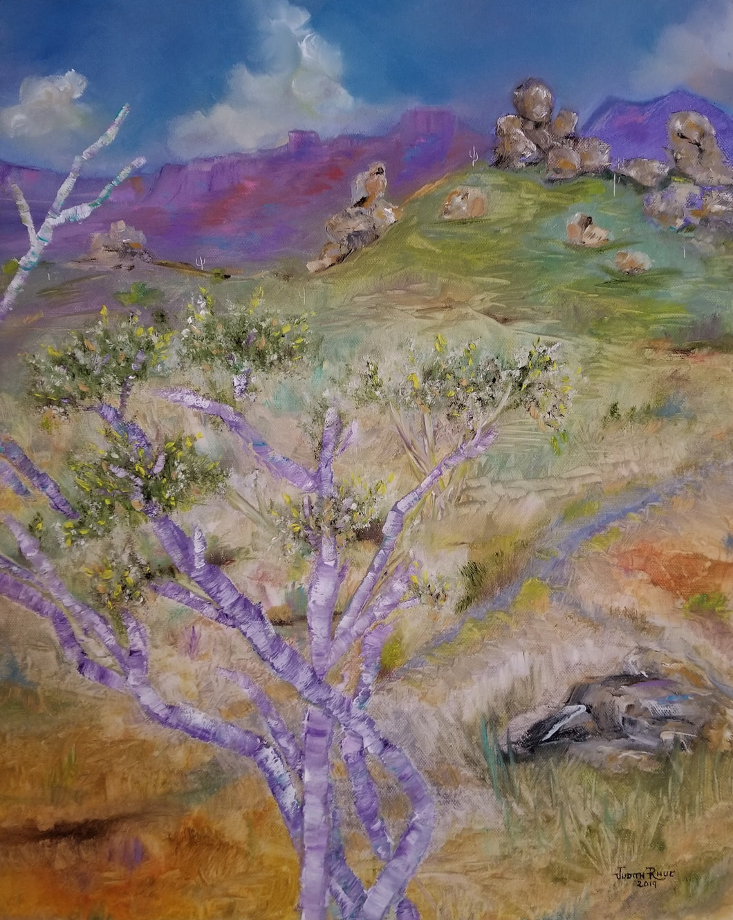 Boulder Ridge - original oil painting, landscape, Arizona, oil painting, desert, oil painting, southwest, tree, painting, home decor, wall art