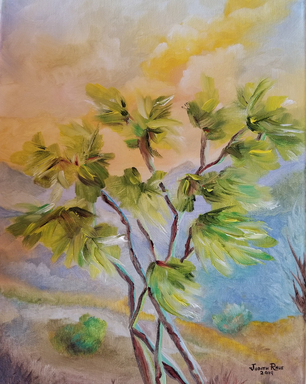 Canyon Wind - original oil painting, tree, landscape, clouds, wind, desert, oil painting, trees, painting, on canvas, art, wall art, decor, home, nature