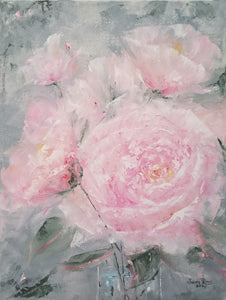 Nature's Peace - original oil painting, flowers, rose, peony, pink, garden, flower, peonies, roses, nature, landscape, beauty, wall art, canvas, home decor, art, artwork