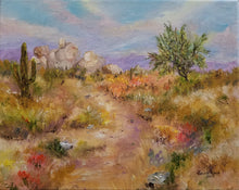 Load image into Gallery viewer, Path to the Boulders - original oil painting, landscape, desert, arizona, cactus, boulders, path, southwest, southwestern, oil painting, painting, on canvas, wall art, home decor
