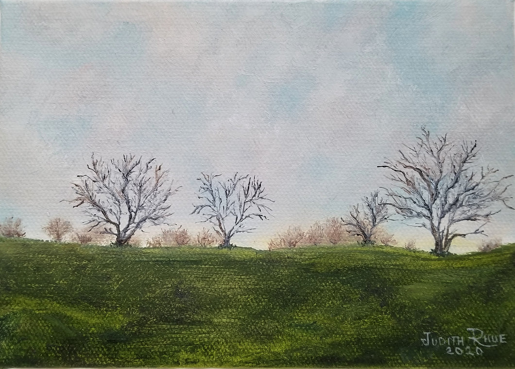Resolute Roots - original oil painting, landscape, trees, country, clouds, small, gift, nature, beauty, peaceful, landscapes, tree, home, wall, decor, art