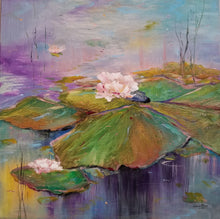 Load image into Gallery viewer, Unburdened Embrace - original oil painting flower lily pond paintings flowers landscape nature floral water impressionism on canvas wall art home decor colorful

