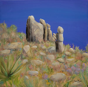 Winfield Snowman -original oil painting landscape desert rocks boulders Winfield Scottsdale Arizona cactus southwest southwestern western canvas wall home art
