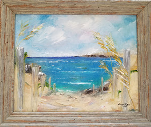 You Know the Way - original oil painting, beach, landscape seagrass, sand, sea, ocean, painting, oil painting, framed, clouds, canvas, wall art, home, decor, art